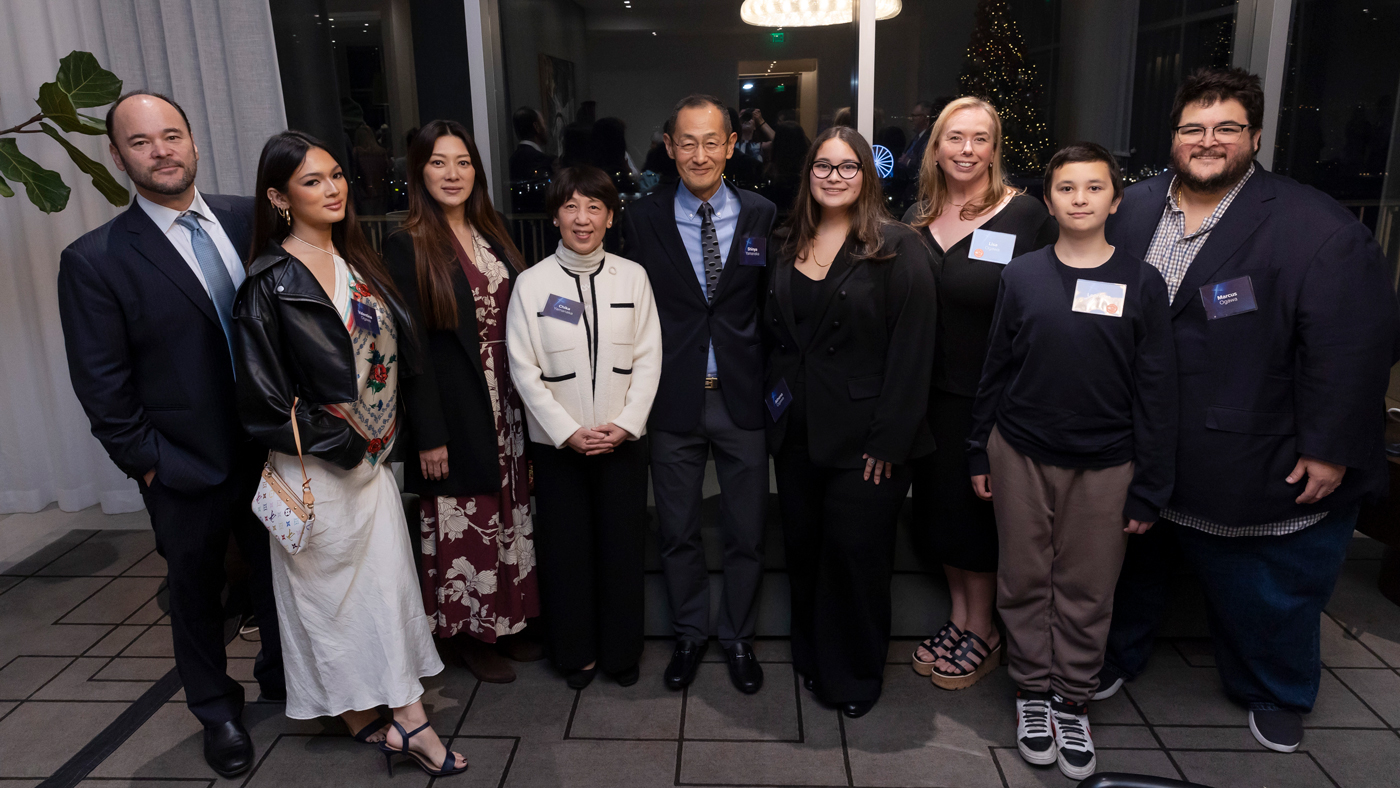 The Ogawa and Yamanaka families pose at the ceremony for the 2025 Ogawa-Yamanaka Stem Cell Prize