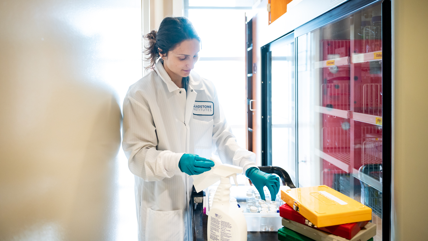 Deanna Necula works on traumatic brain injury research in the Paz Lab at Gladstone Institutes